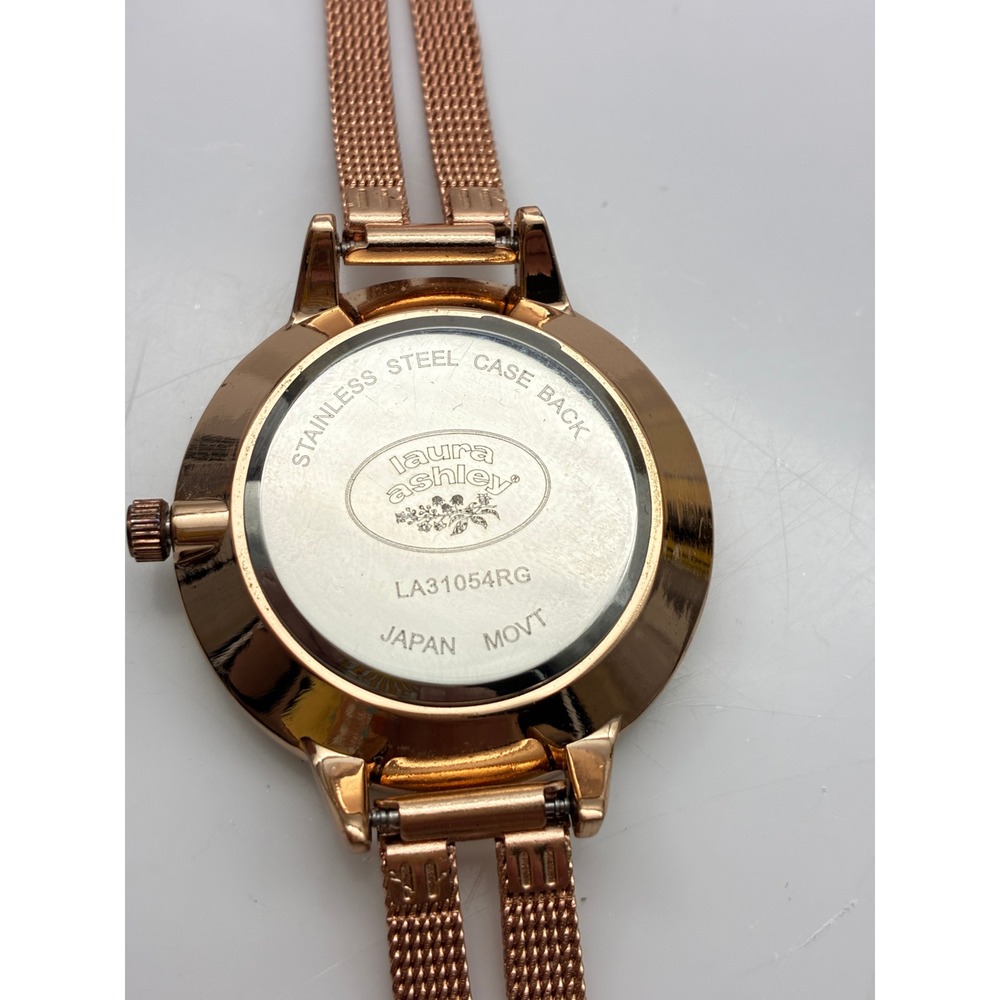 Laura Ashley Rose Gold Tone Crystal Mesh Band Watch LA31054RG Japan Movt - Picture 3 of 6